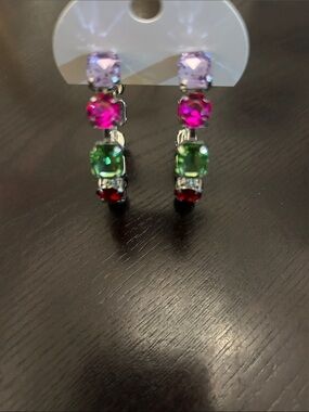Multicolor Crystal Hoop Earrings - Women Jewelry
